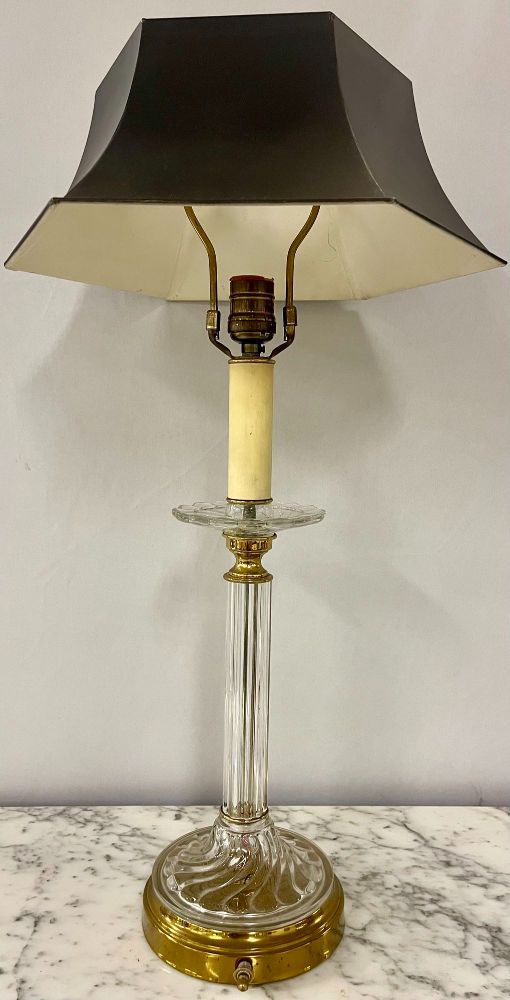 Mid Century Modern Pair of Baccarat Style Table Lamps, Crystal, 1960s