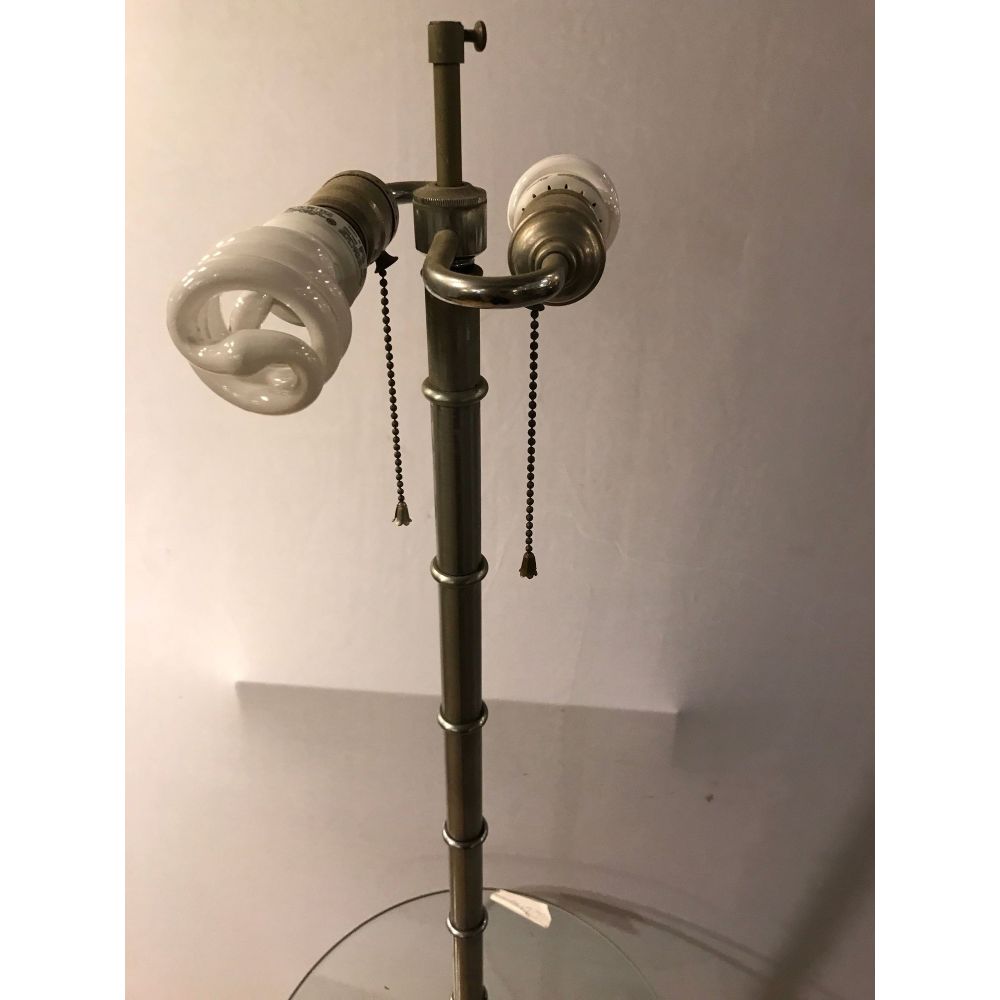 Faux Bamboo Form Chrome Standing Floor Lamp Table Art Deco in Form