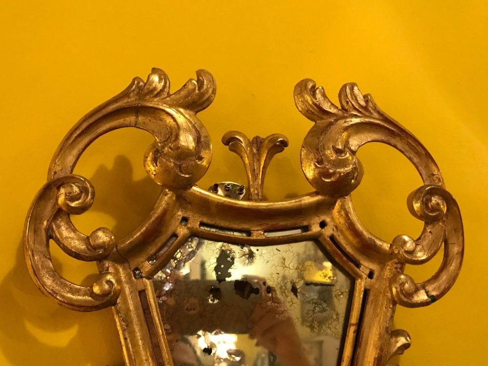 Pair of French, 19th Century Giltwood Mirrored Back Wall Sconces