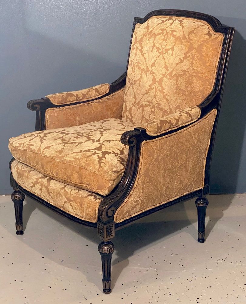 Pair of Jansen Style Fauteuils or Armchairs, Louis XVI Form with Velvet Fabric