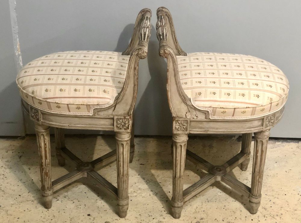 Pair of 18th Century French Musician's Chairs, Diminutive Chair or Stools