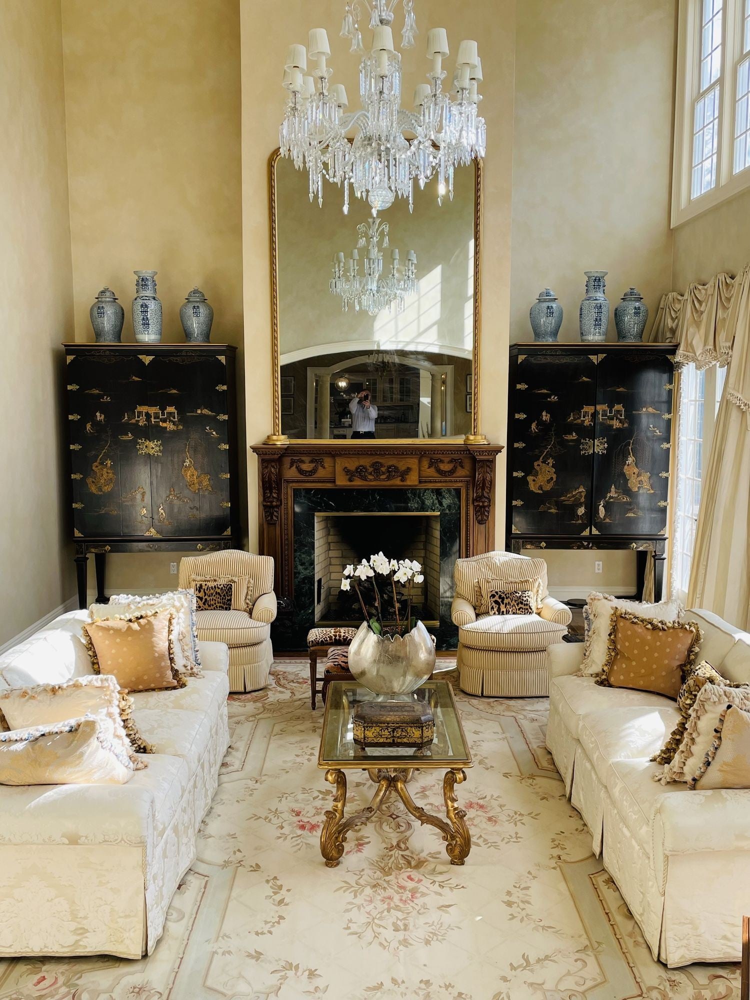 Hollywood Regency, Coffee Table, Gilt Wood, Gold Leaf, Glass, Italy, 1960s