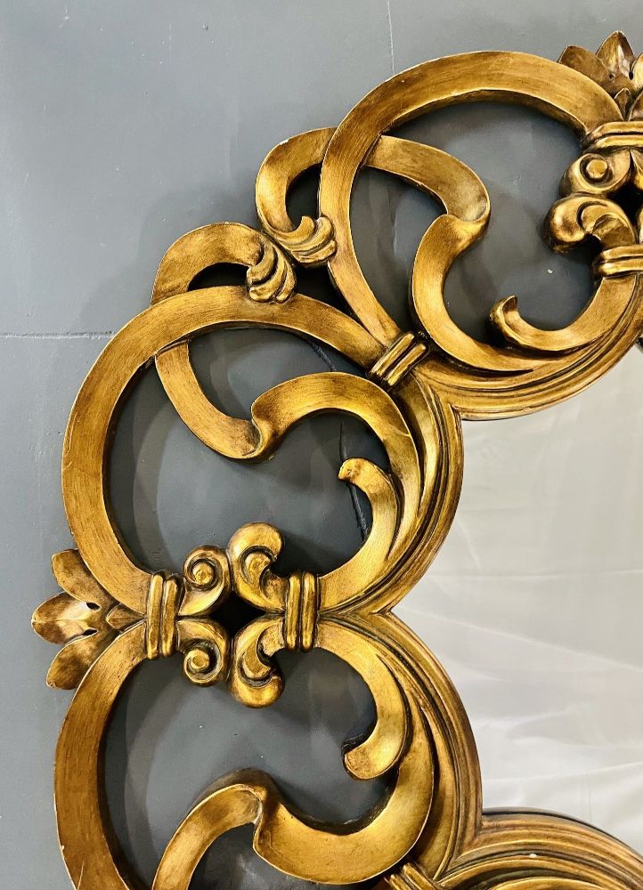 Circular Wall, Console or Pier Mirror, Italian, Gilt Wood.