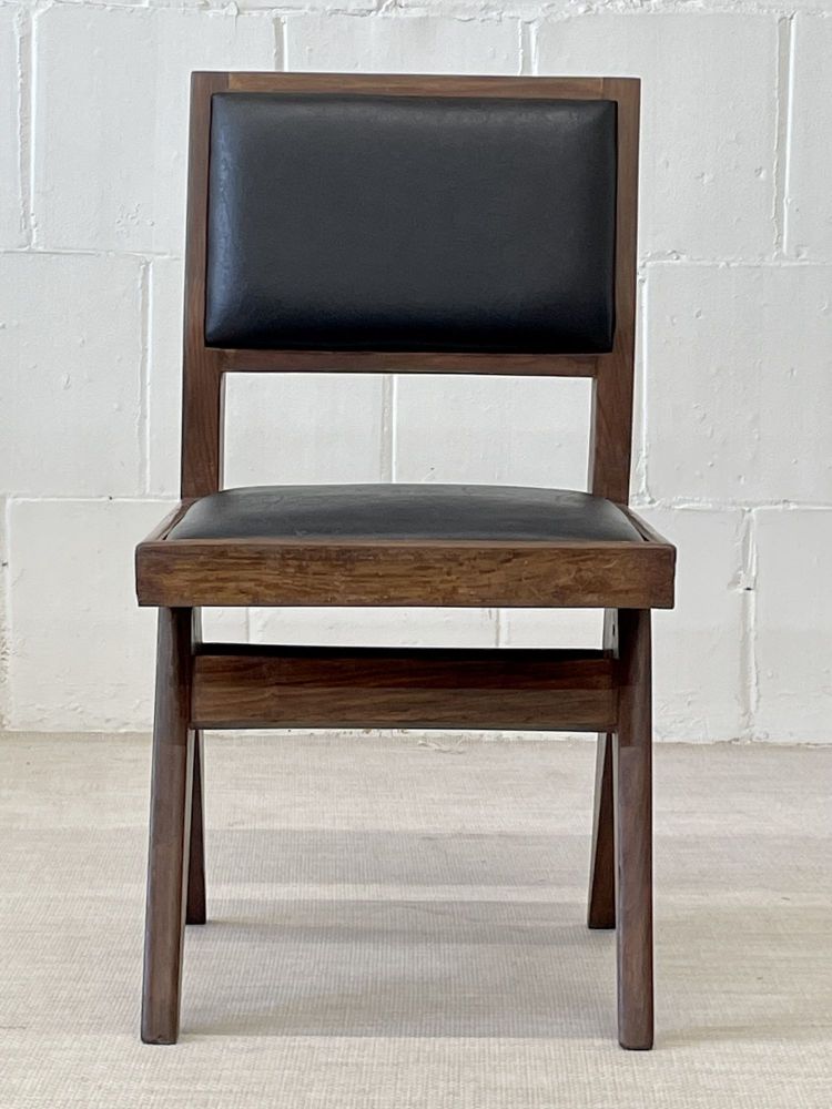 Pierre Jeanneret, French Mid-Century Modern, Six Armless Dining Chairs, Chandigarh