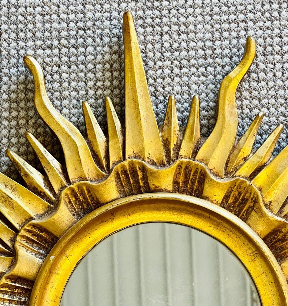 Gilt Sunburst Mirror by Mario Buatta