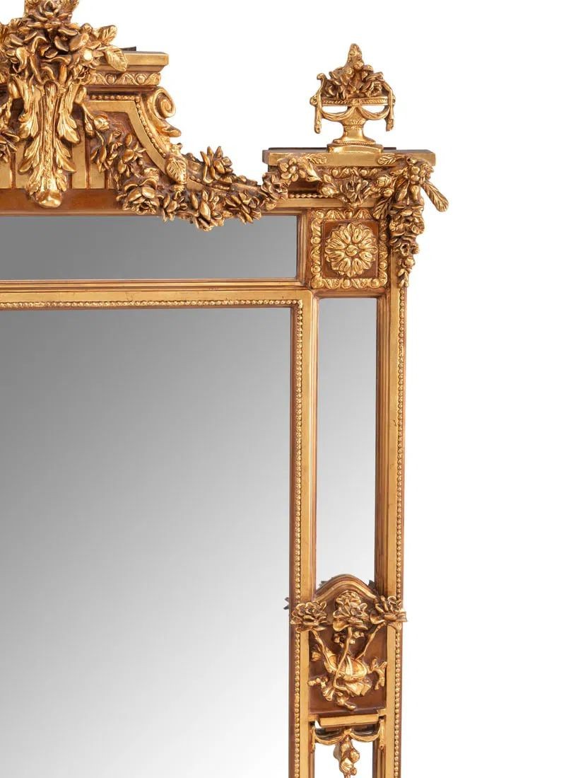 Louis XVI Style, Large Wall or Floor Mirrors, Giltwood, Gesso, Europe, 19th C.