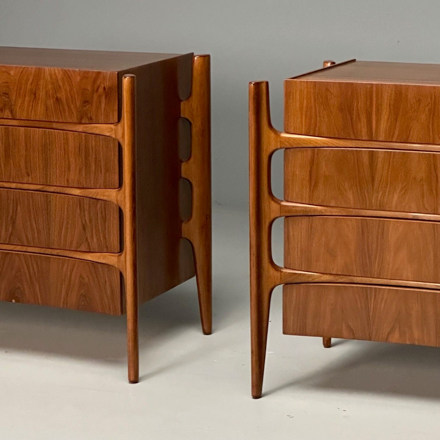 William Hinn, Swedish Mid-Century Modern, Sculptural Dressers, Walnut, 1970s