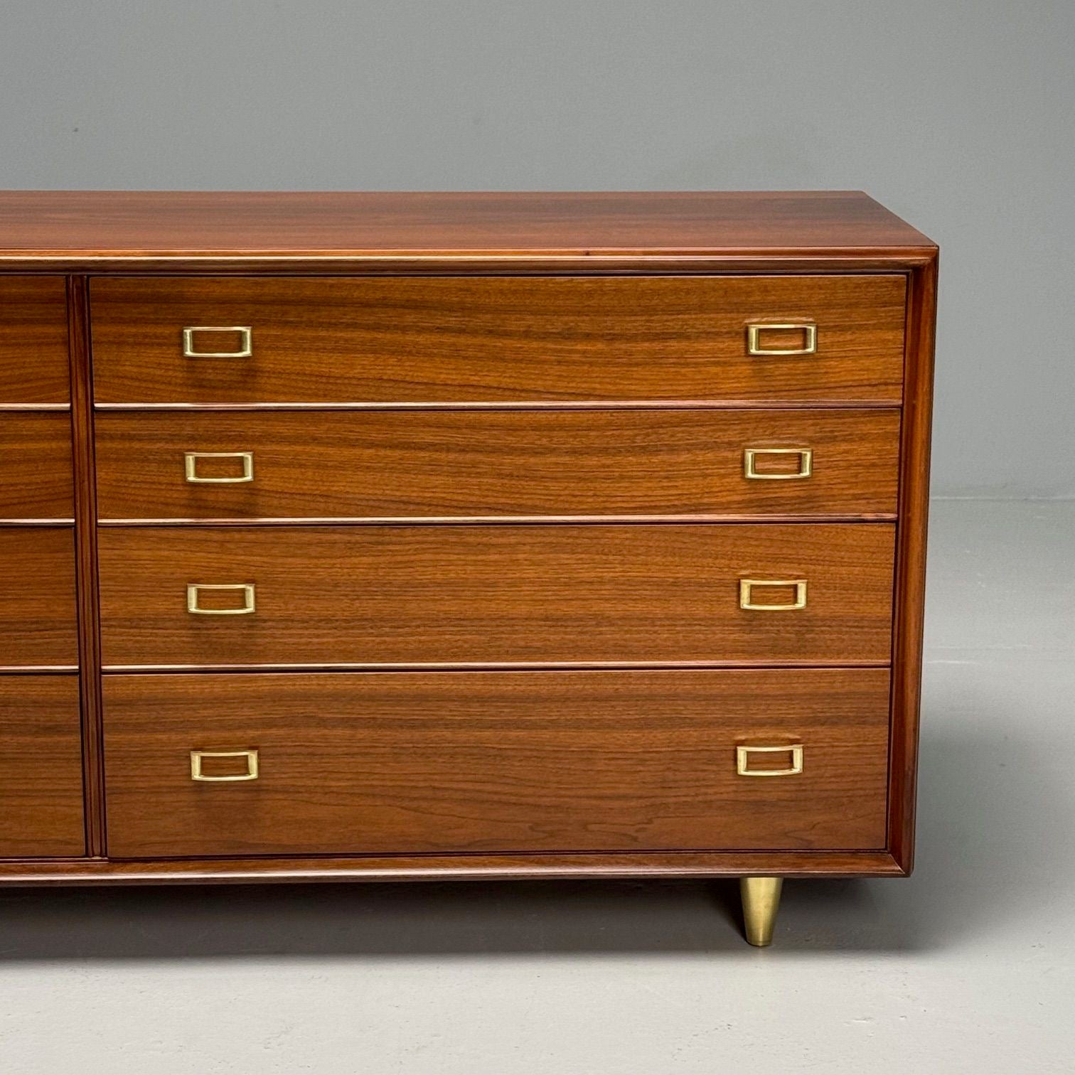 Paul Frankl, John Stuart, Mid-Century Modern, Dresser, Walnut, Brass, USA, 1950s