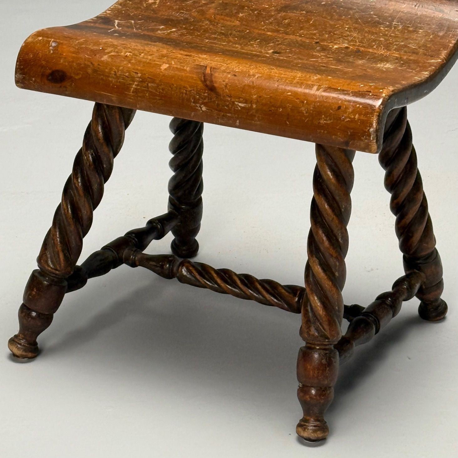 Swedish Mid-Century Modern, Provincial Milking Stool, Oak, Sweden, 1900s