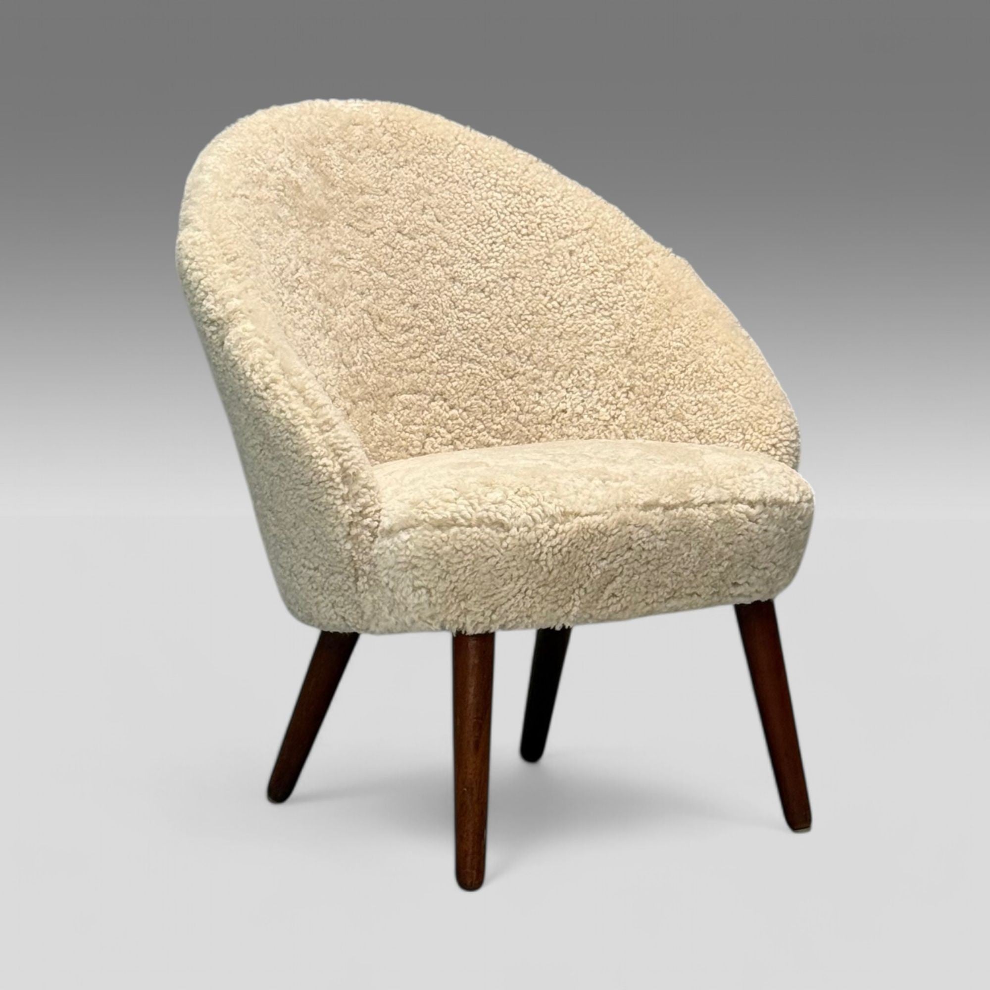 Ejvid Johansson, Danish Mid-Century Modern, Lounge Chairs, Shearling, 1950s