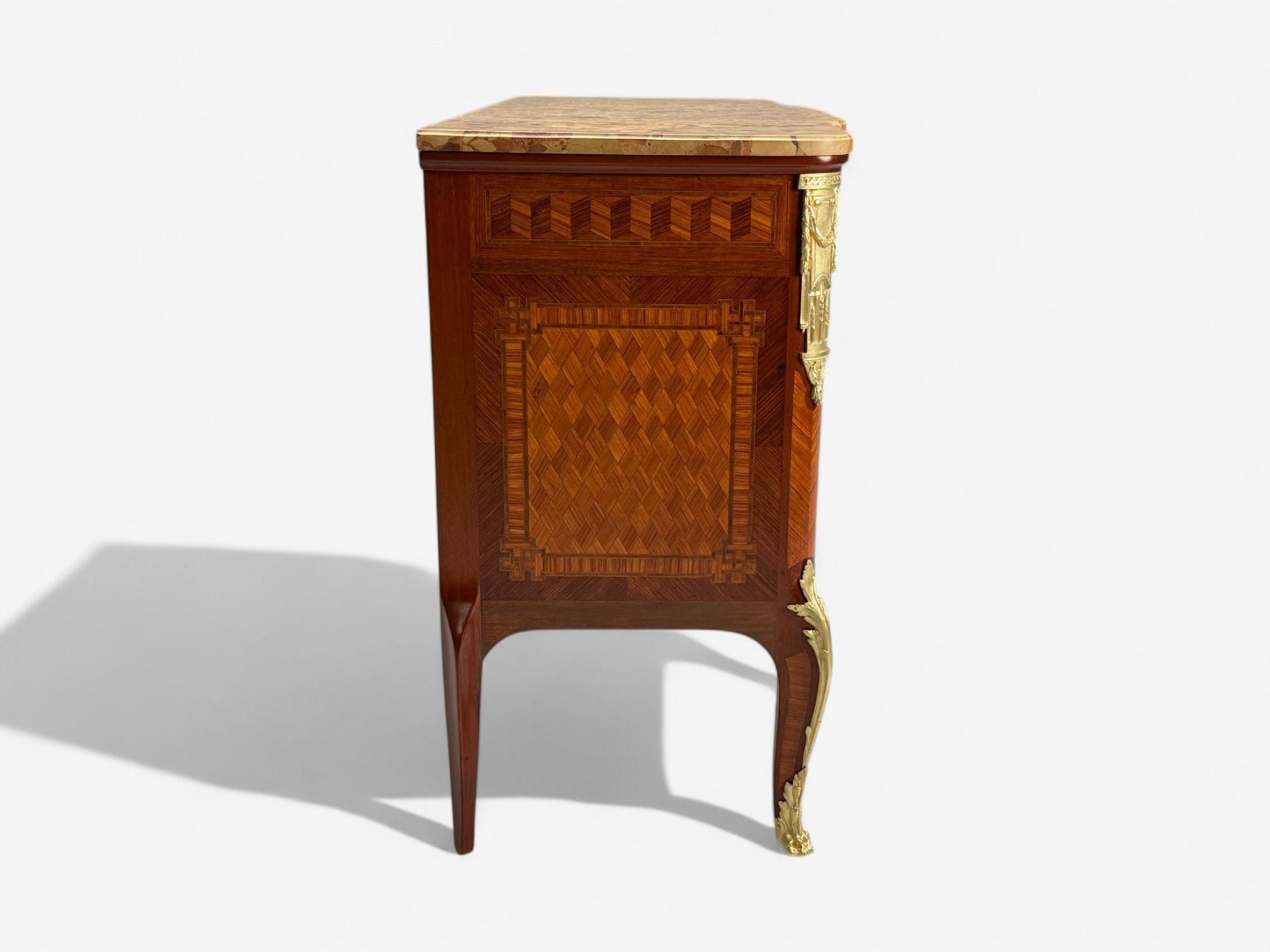 Louis XV Style, Block Front French Commode, Kingwood, Bronze, 19th Century