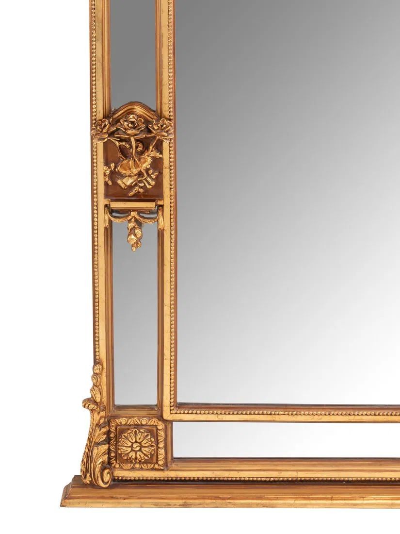 Louis XVI Style, Large Wall or Floor Mirrors, Giltwood, Gesso, Europe, 19th C.