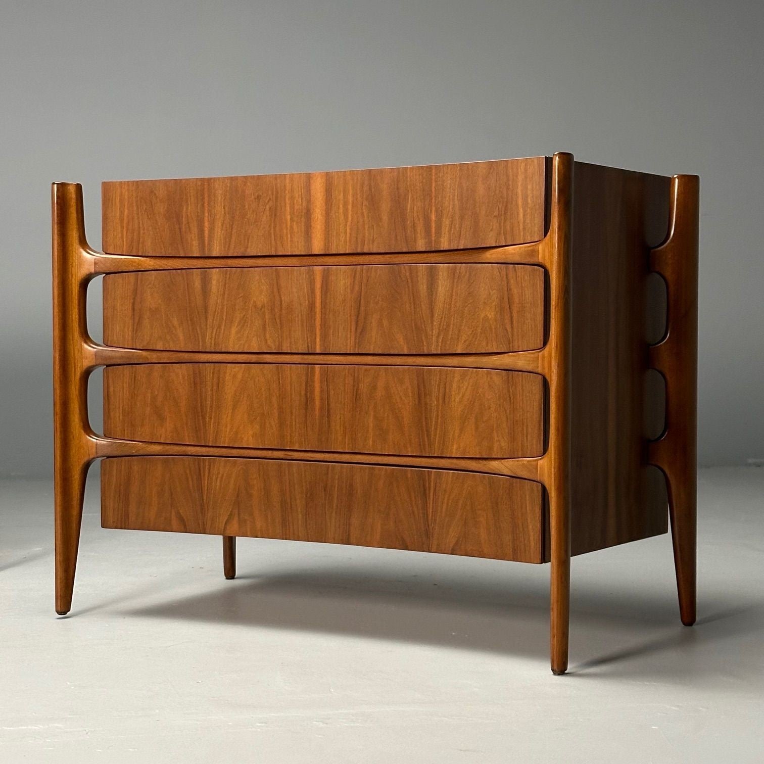 William Hinn, Swedish Mid-Century Modern, Sculptural Dressers, Walnut, 1970s