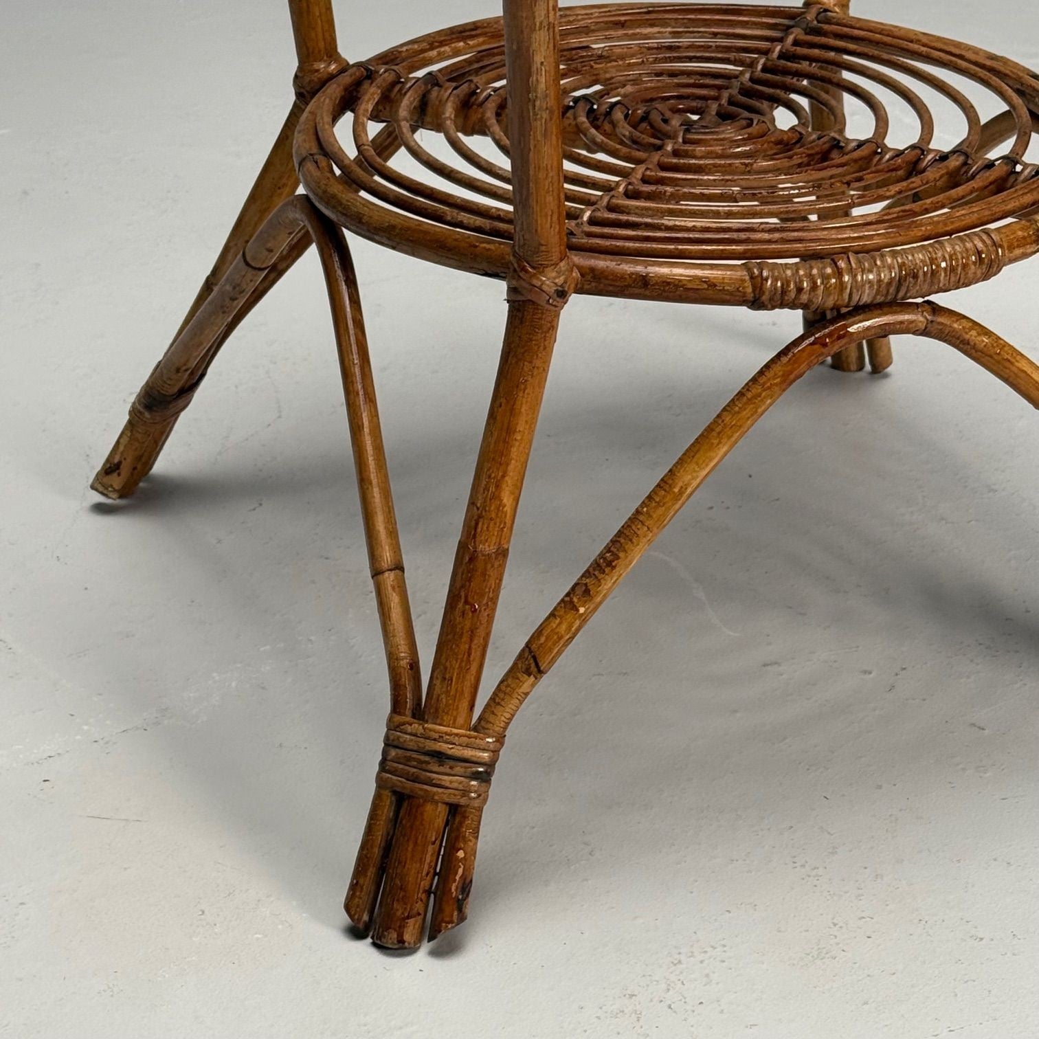 Italian Mid-Century Modern, Occasional Table, Rattan, Bamboo, Italy, 1960s