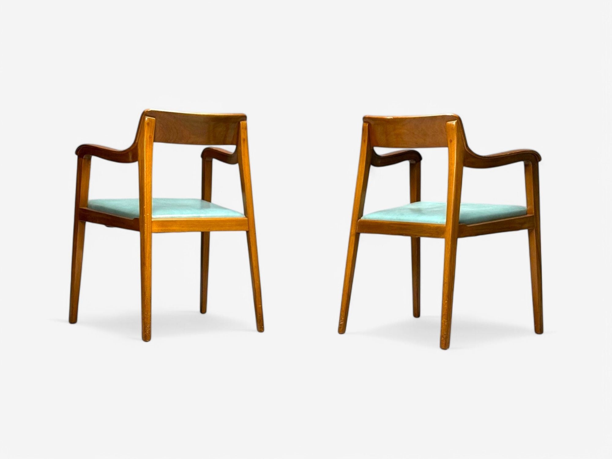 Edward Wormley, Dunbar, Six Riemerschmid Dining Chairs, Walnut, Leather, 1940s