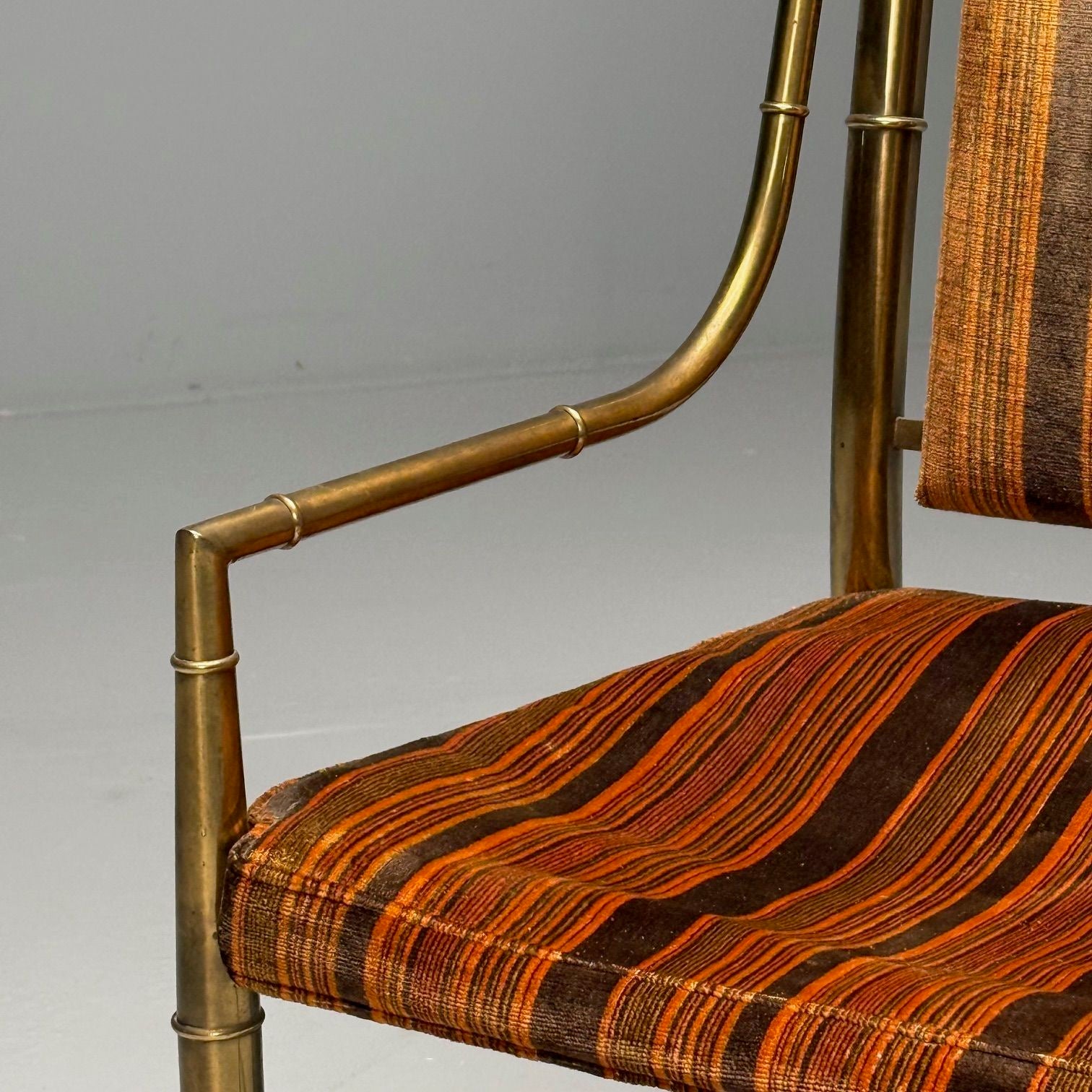 Mastercraft, Mid-Century Modern, Occasional Desk Chair, Brass, Fabric, 1950s