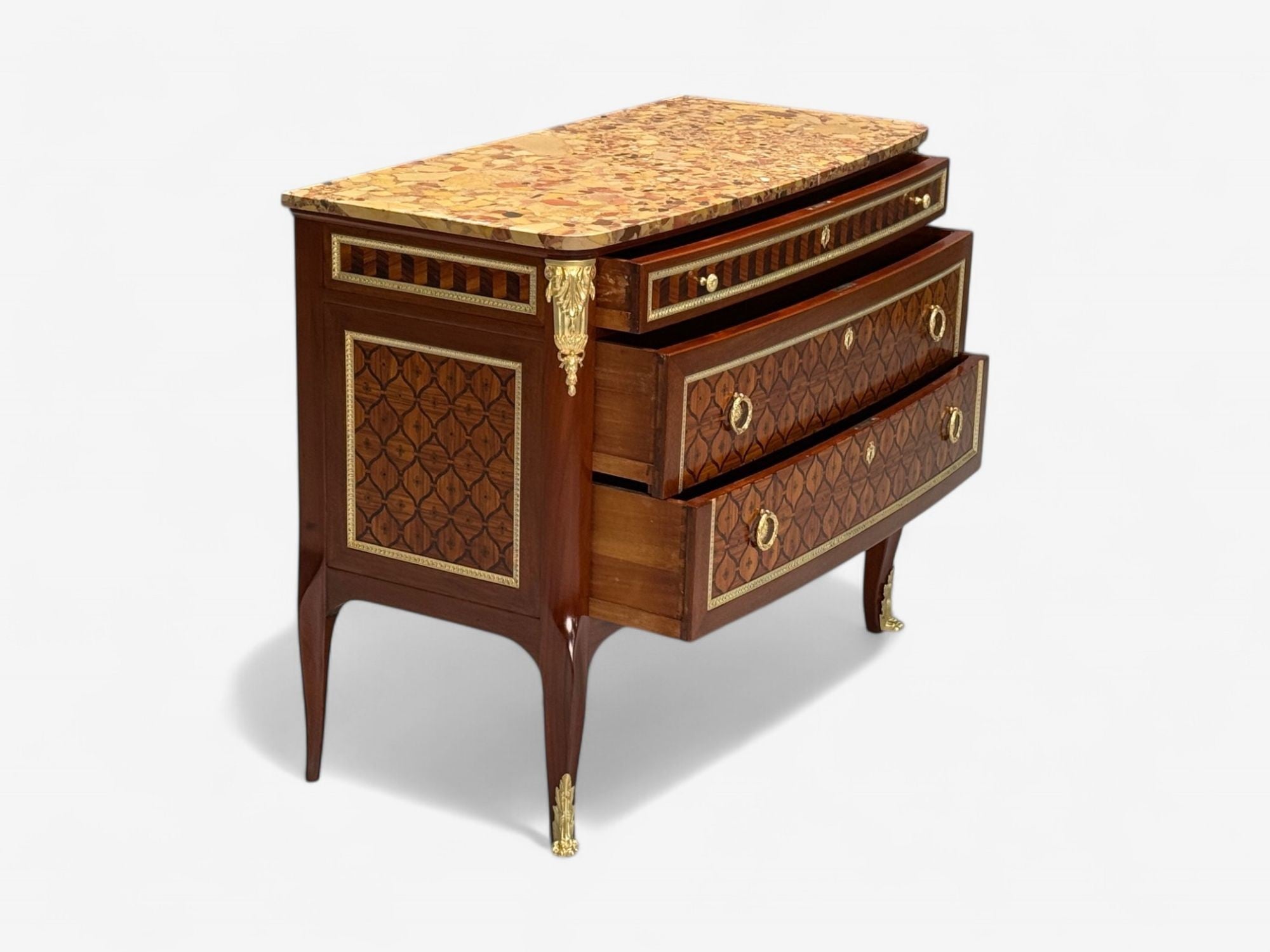 Louis XV Style, French Commode, Kingwood Inlay, Bronze, France, 19th C.