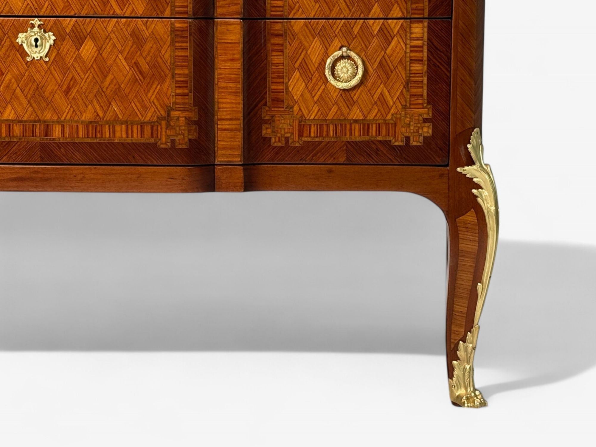 Louis XV Style, Block Front French Commode, Kingwood, Bronze, 19th Century