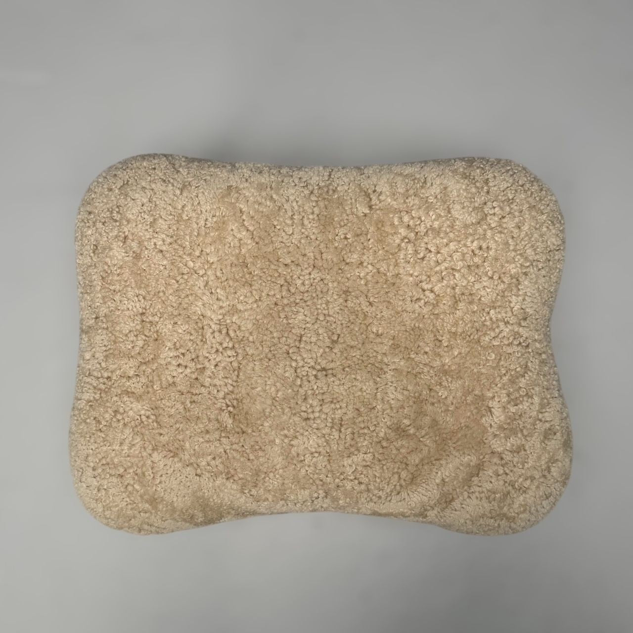 Madsen & Schubell Attr, Danish Modern, Organic Form Footstool, Shearling, 1960s