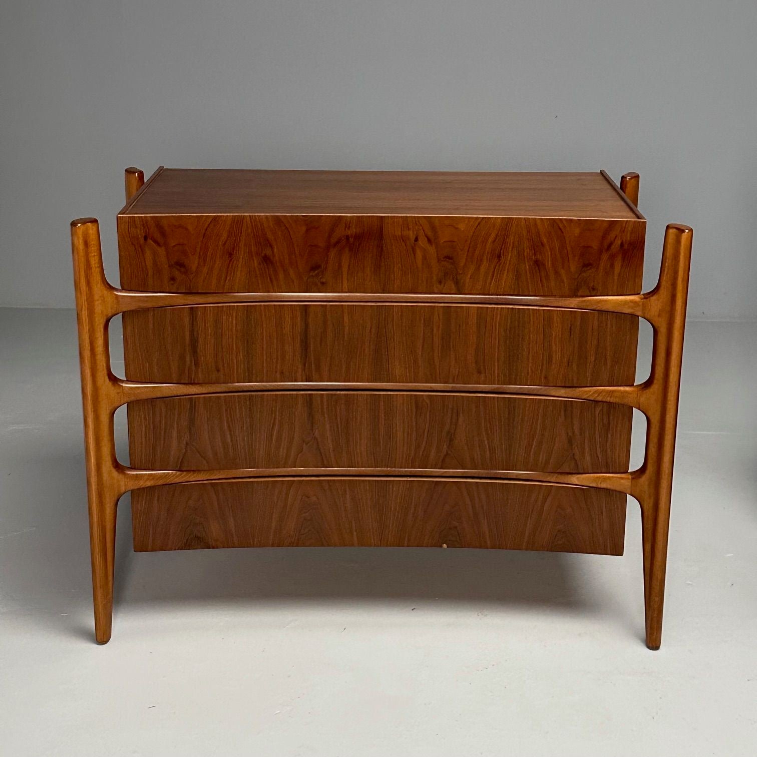 William Hinn, Swedish Mid-Century Modern, Sculptural Dressers, Walnut, 1970s