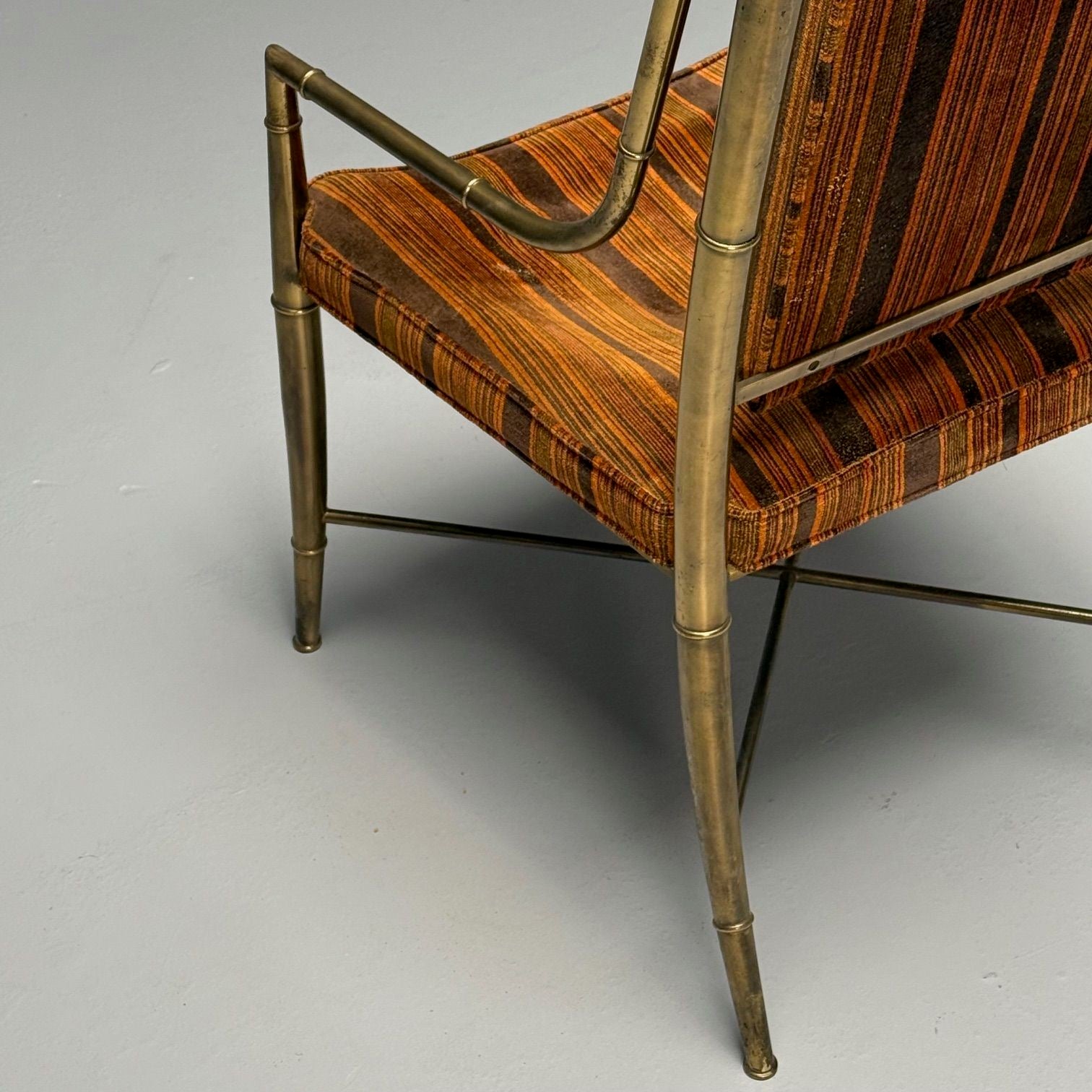 Mastercraft, Mid-Century Modern, Occasional Desk Chair, Brass, Fabric, 1950s