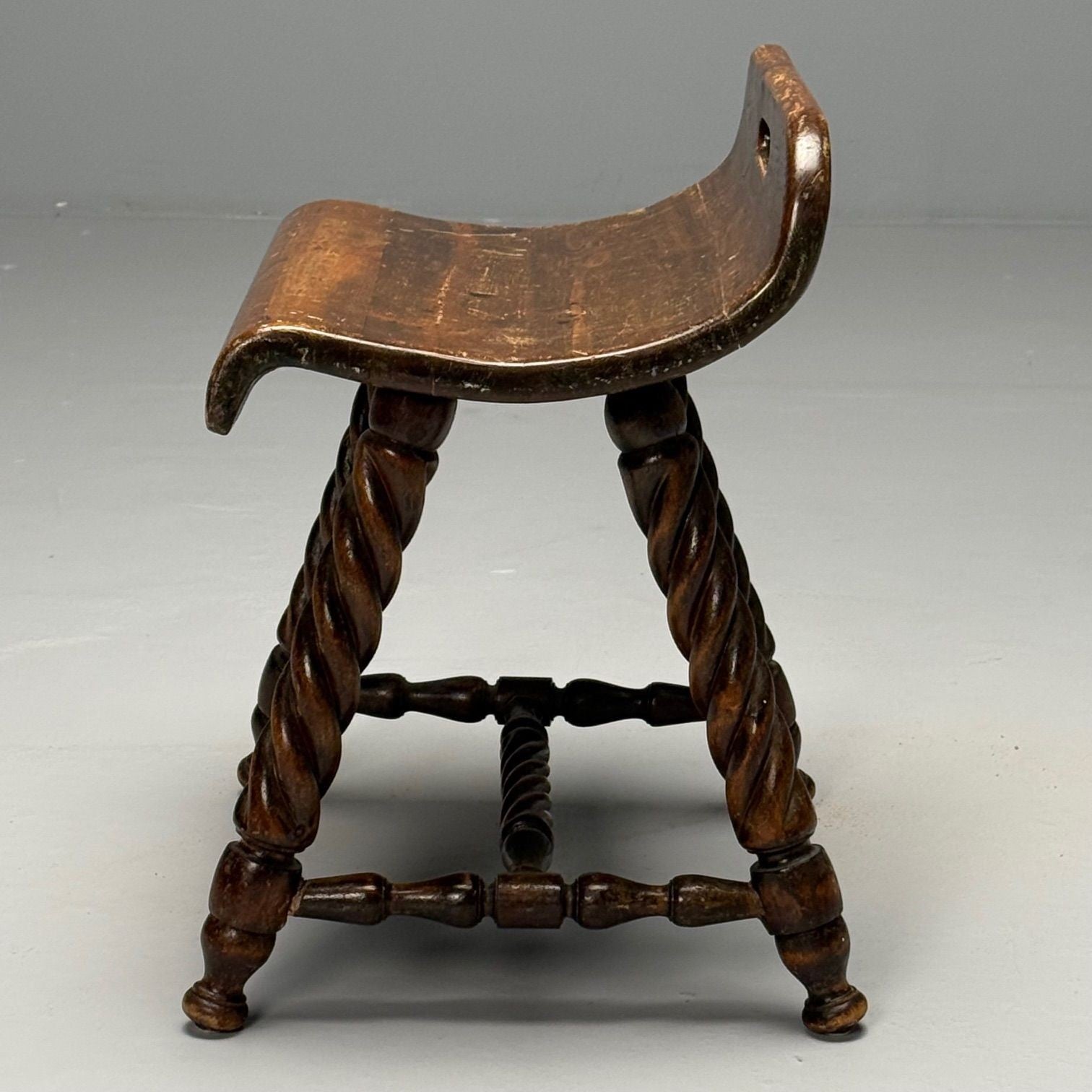 Swedish Mid-Century Modern, Provincial Milking Stool, Oak, Sweden, 1900s