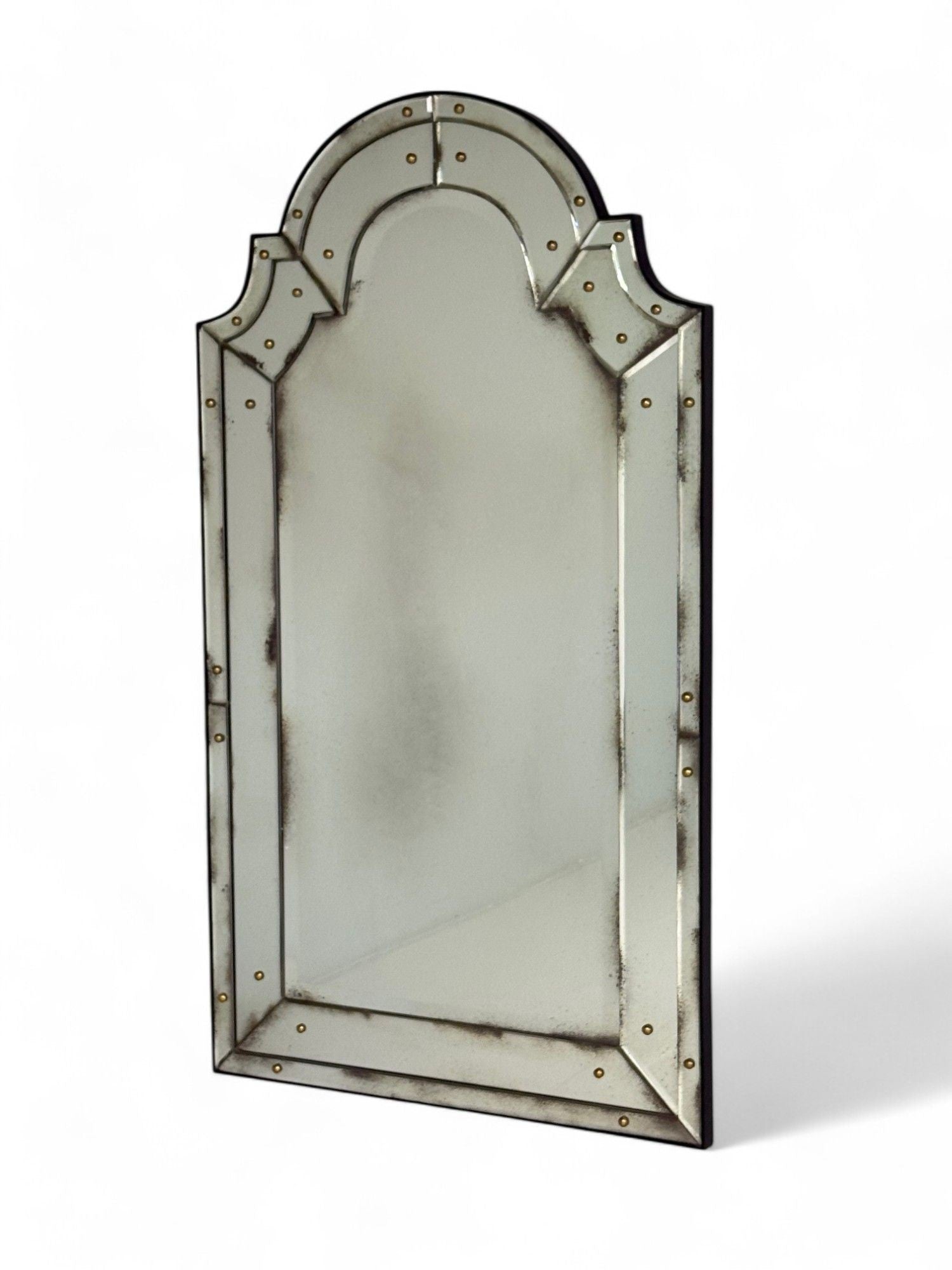 Queen Anne Style, Venetian Wall Mirrors, Antiqued Beveled Glass, Dome Top