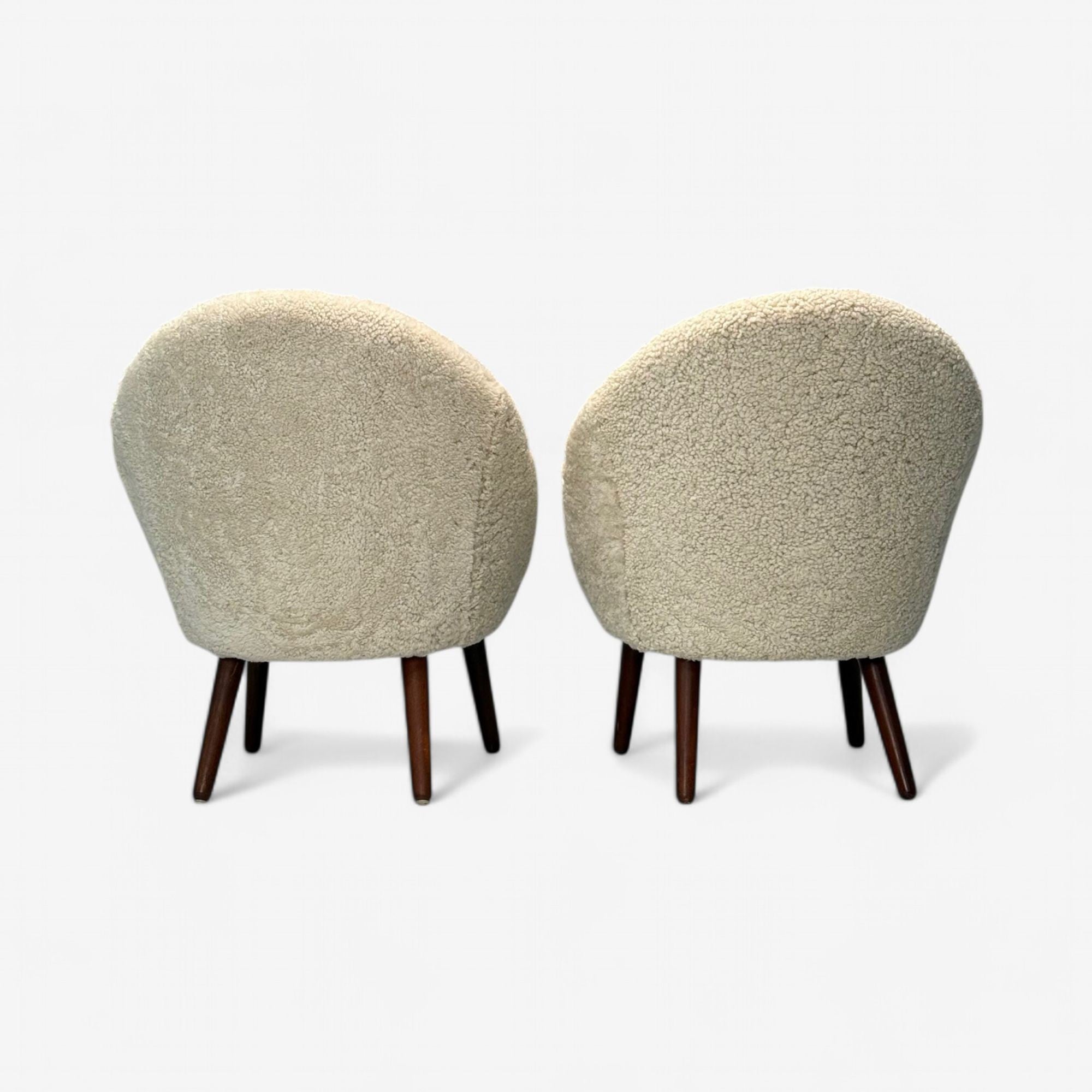 Ejvid Johansson, Danish Mid-Century Modern, Lounge Chairs, Shearling, 1950s