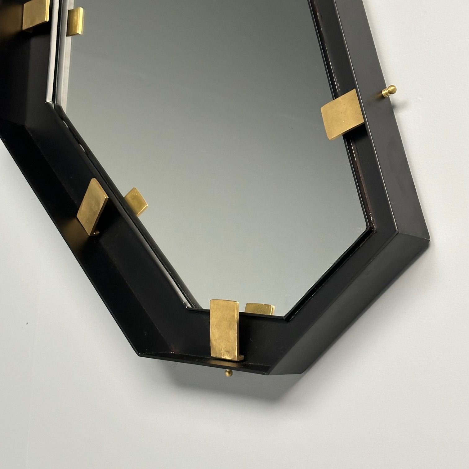 Contemporary, Industrial Modern, Angular Wall Mirrors, Steel, Brass