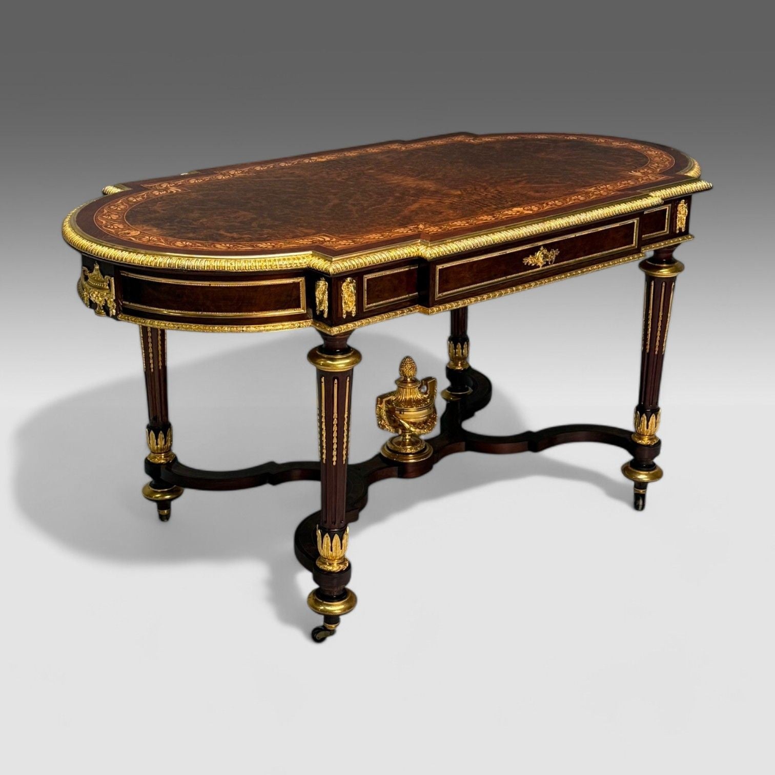 Napoleon III, Desk, Center Table, Bronze, Inlaid Tortoise, France, 19th Century