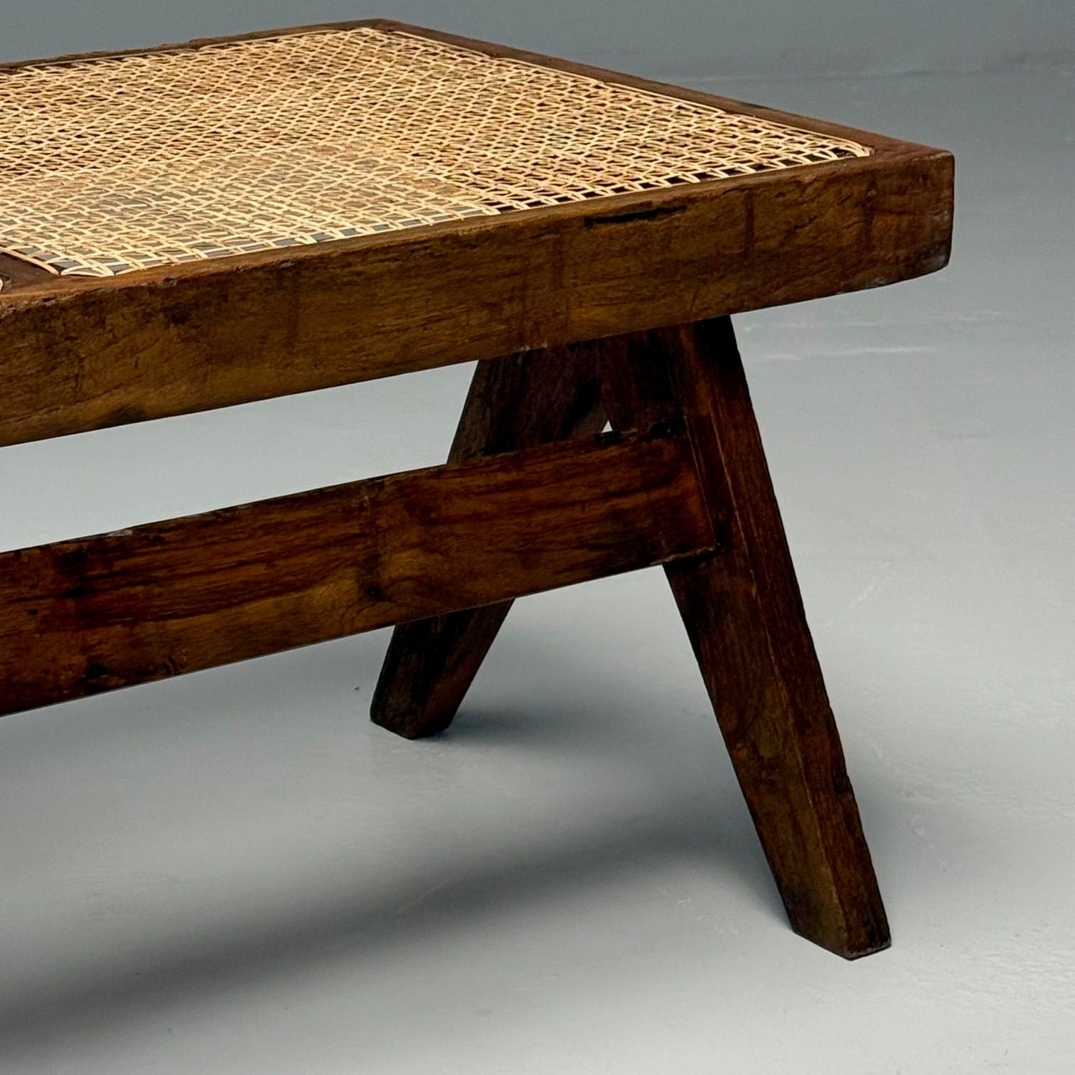 Pierre Jeanneret, French Mid-Century Modern Three Seat Benches, Teak, Chandigarh