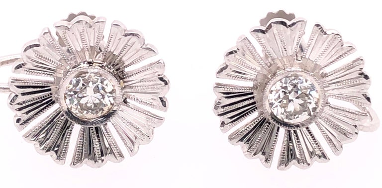 14 Karat White Gold Fashion Non Pierce Earrings with Diamonds