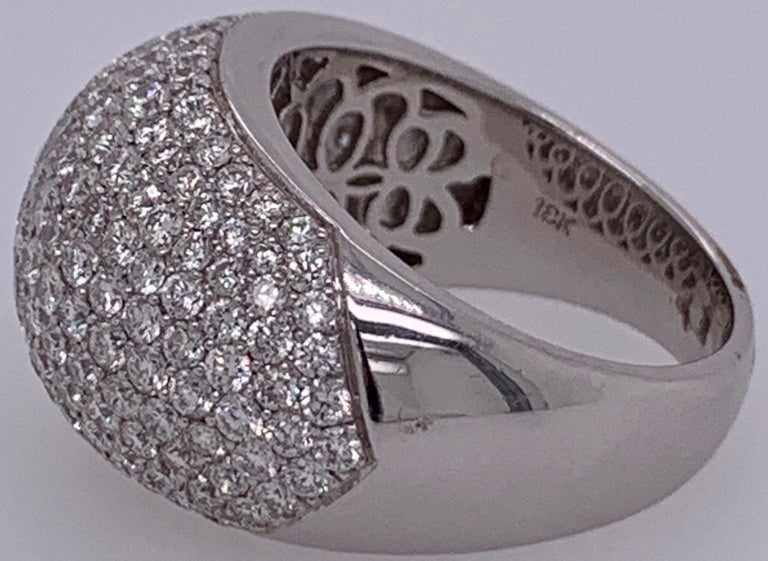 Unisex White Gold 18 Karat 10 Carat Diamond Cluster Ring 10.7 Grams