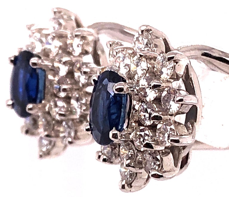 18 Karat White Gold Sapphire and Diamond Cluster Earrings