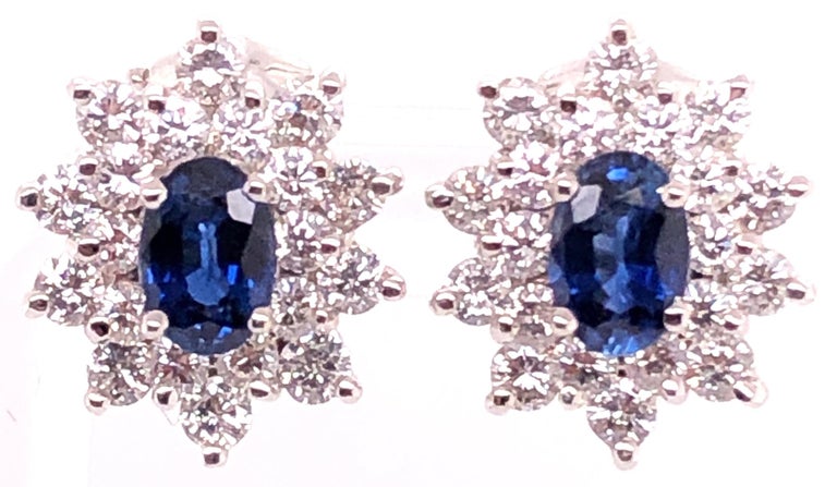 18 Karat White Gold Sapphire and Diamond Cluster Earrings