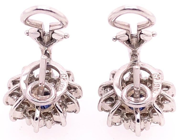 18 Karat White Gold Sapphire and Diamond Cluster Earrings