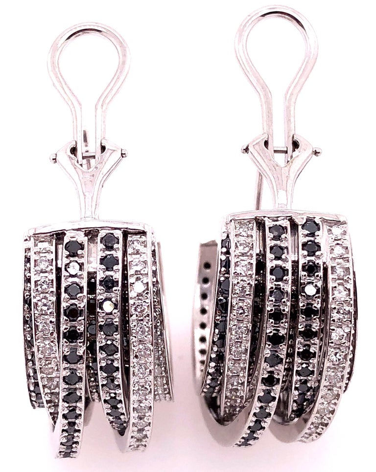 Allegra de Grisogono Style White and Colored Enhanced Black Diamond Earrings