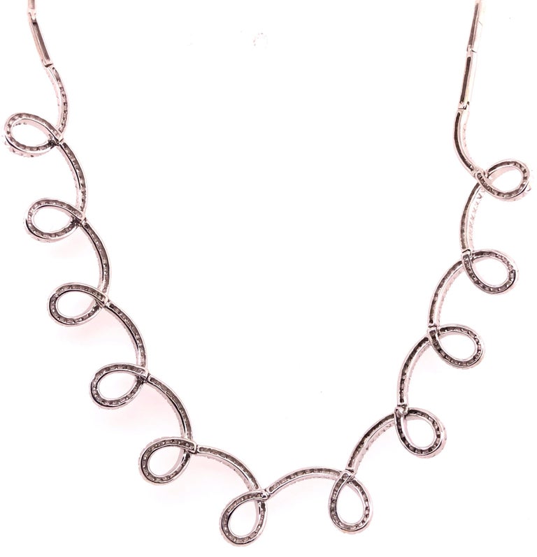 18 Karat White Gold and Diamond Swirl Necklace by H2 at Hammerman