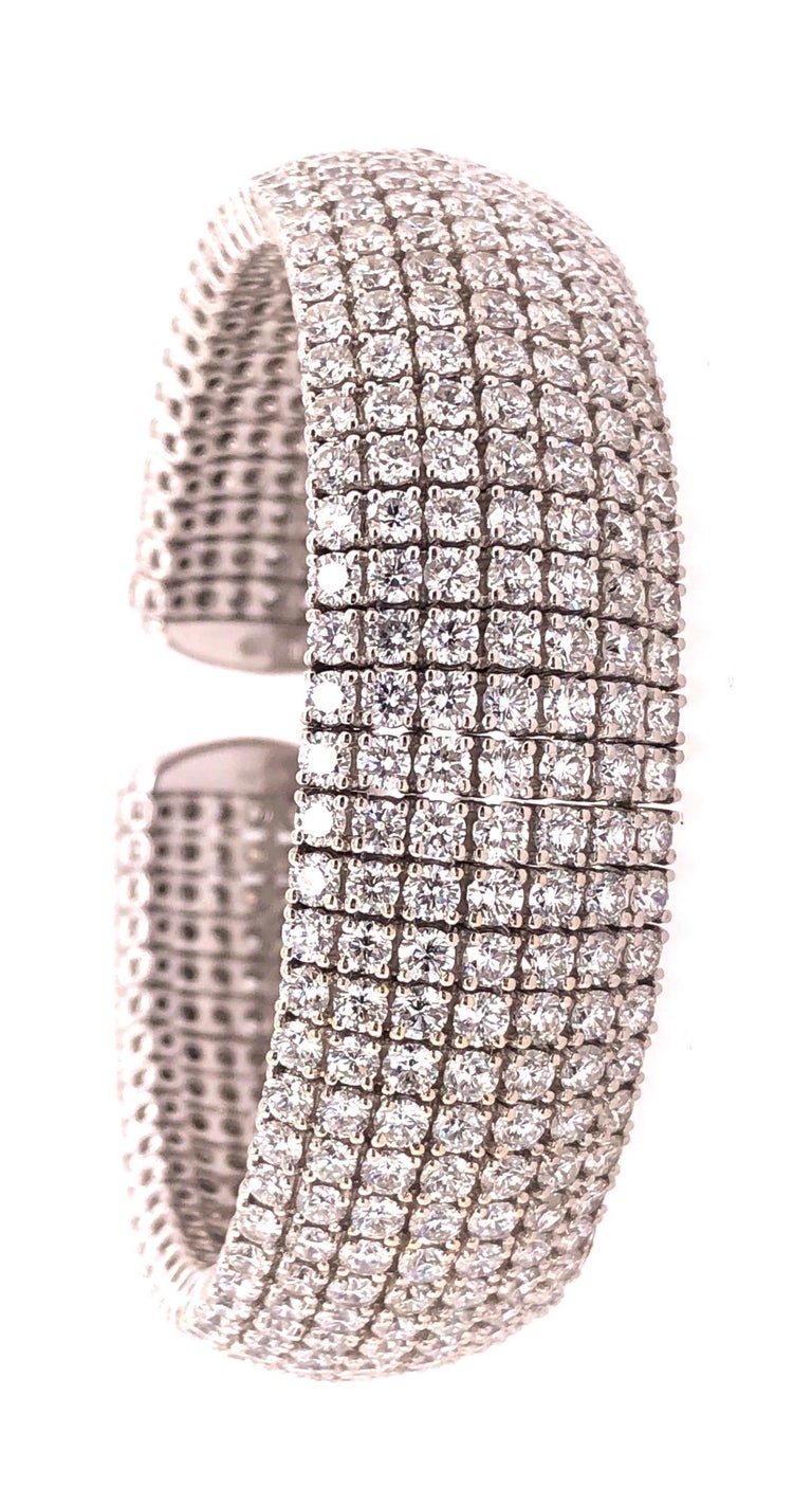 18 Karat White Gold and Diamond Cuff Bracelet Weighing Approx 32.89 Carat