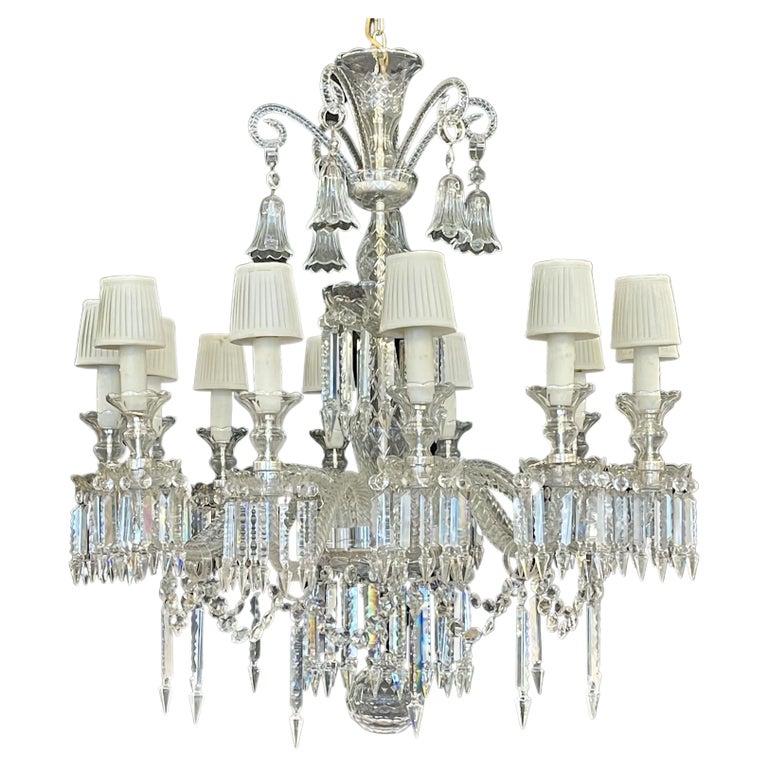 Baccarat Style Chandelier, Crystal, 12 Light, Hollywood Regency, Monumental