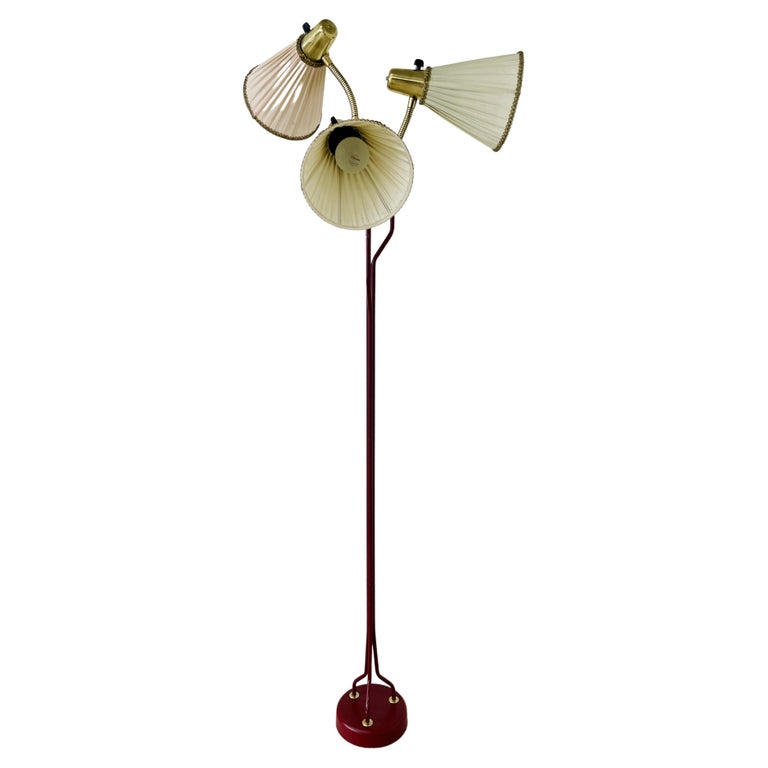 Ekilstuna, Mid-Century Modern, Floor Lamp, Red Lacquer, Sweden, 1950s