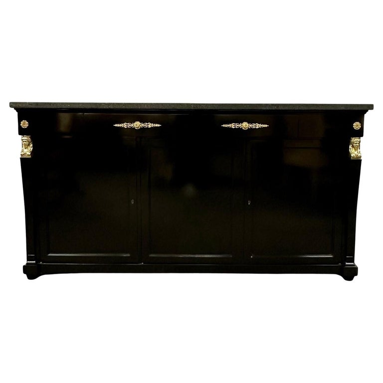 Hollywood Regency Sideboard / Credenza / Cabinet, Bronze Mounted, Empire Style