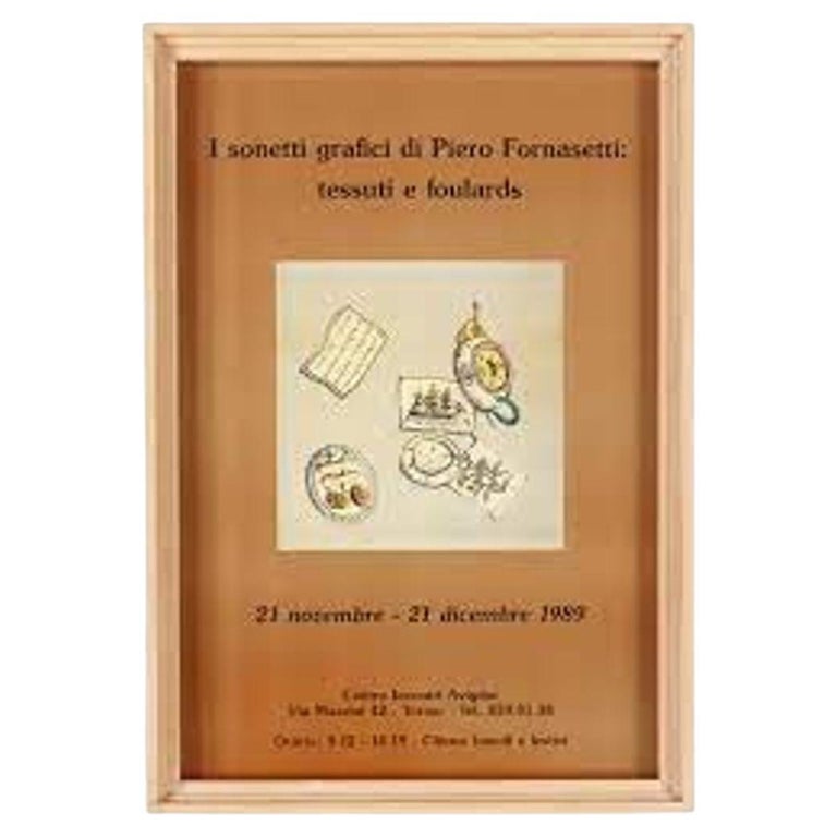 Mid-Century Modern Piero Fornasetti Exhibition Poster, Decorative Art, Framed