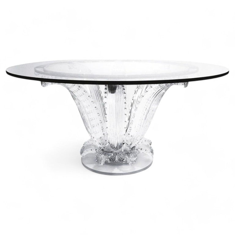 Lalique, Modern Cactus Center Table, Clear Crystal, 72" Glass, France, 1984