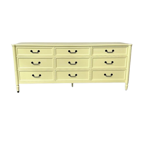 Celadon Green Dresser / Sideboard by Baker, Brass Handles, Refinished, Regency