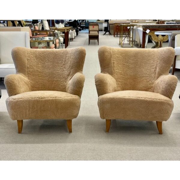 Danish Cabinet Maker Sheepskin Lounge Chairs