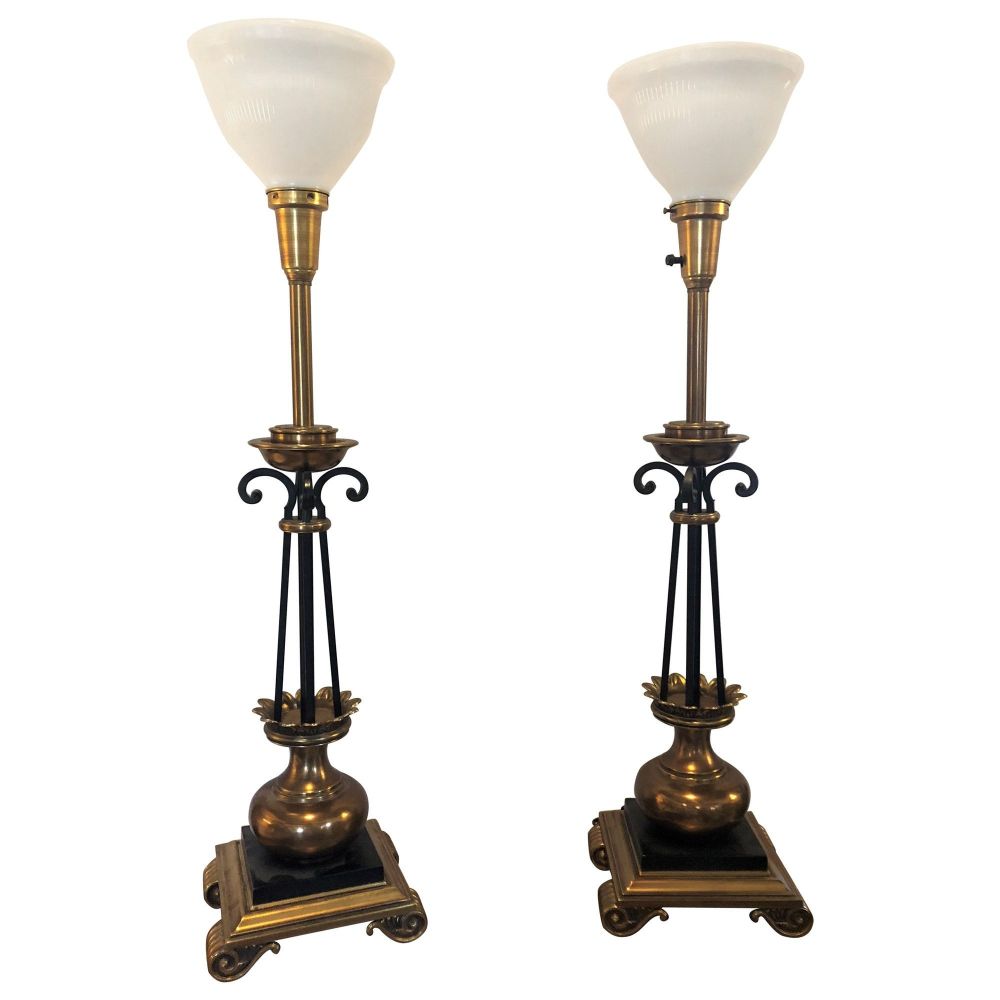 Stiffel Neoclassical Table Lamps, A Pair