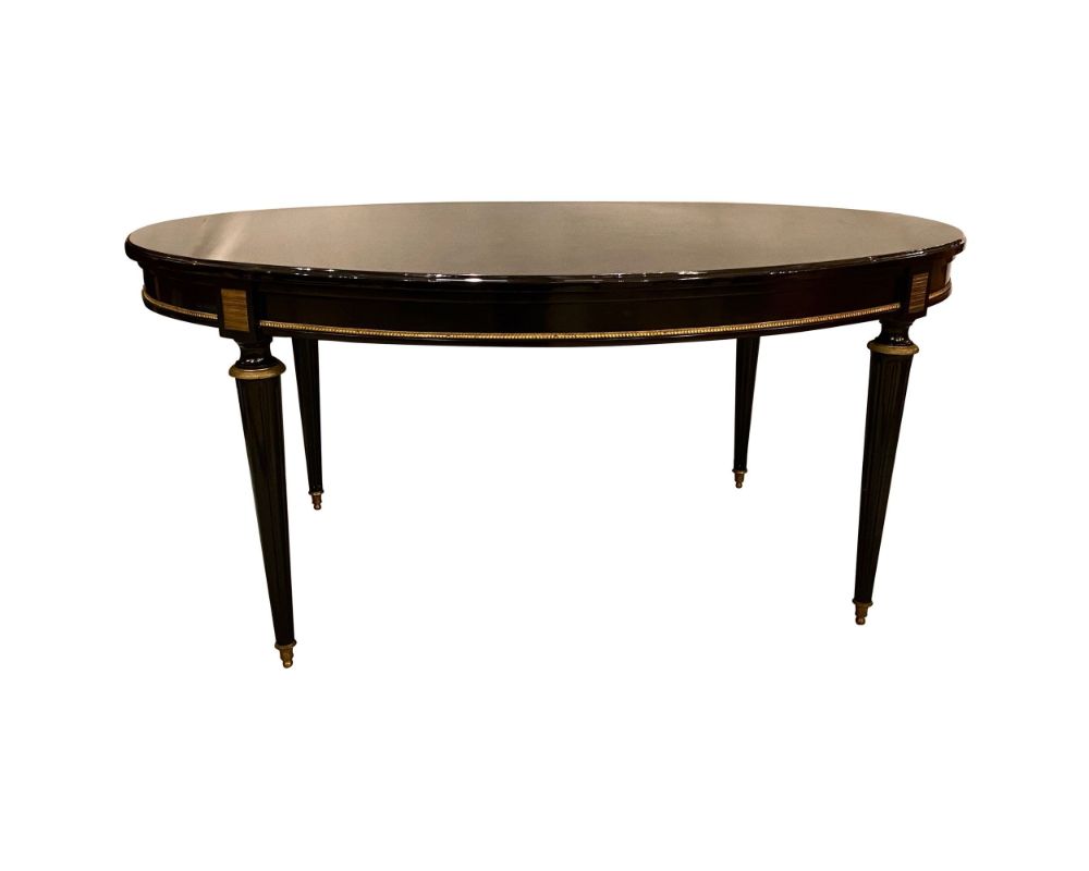 Louis XVI Jansen Style Center or Dining Table Black Lacquer