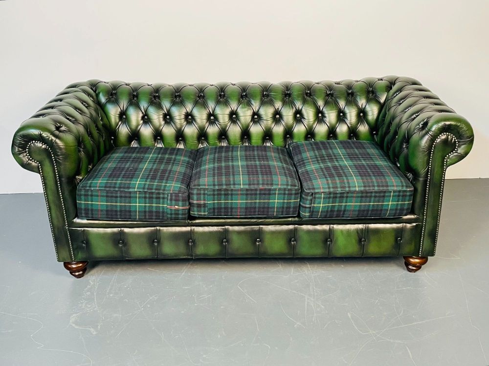 Green Leather Chesterfield Sofa, Settee, Ralph Lauren, Fabric | Greenwich  Living Design