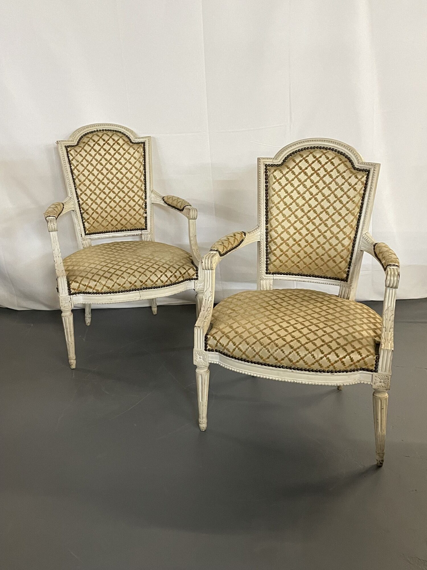 Pr. Of Maison Jansen Arm Chairs Signed. Louis XV Style Late 19c